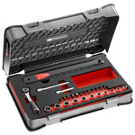 Facom 27-Piece Metric 1/4 in Standard Socket Set with Ratchet, 6 point