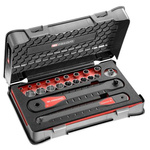 Facom 21-Piece Metric 1/4 in; 3/8 in Standard Socket Set with Ratchet, 6 point