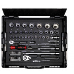 Wiha 60-Piece Metric 1/2 in; 1/4 in Standard Socket/Bit Set with Ratchet, 6 point; 12 point; Hex Bit; Phillips Bit;