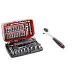 Facom 38-Piece Metric 1/4 in Standard Socket/Bit Set with Ratchet, 6 point; Hex Bit; Phillips Bit; Pozidriv Bit;