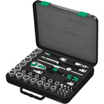 Wera 38-Piece Imperial 1/2 in Standard Socket/Bit Set with Ratchet, 6 point; Hex Bit; Phillips Bit; Pozidriv Bit; Torx