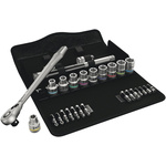 Wera 28-Piece Metric 1/2 in Standard Socket/Bit Set with Ratchet, 6 point; Hex Bit; Phillips Bit; Torx Bit