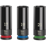 Wera 3-Piece Metric 1/2 in Wheel Nut Socket Set , 6 point
