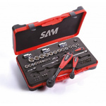 SAM 52-Piece Metric 1/2 in; 1/4 in Standard Socket/Bit Set with Ratchet, 6 point; Phillips Bit; Pozidriv Bit; Slotted