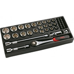 SAM 27-Piece Metric 1/3 in Standard Socket Set with Ratchet, 12 point
