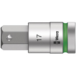 Wera 1/2 in Drive Bit Socket, Hex Bit, 17mm, 60 mm Overall Length