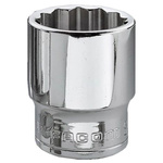 Facom 3/8 in Drive 8mm Standard Socket, 12 point, 27 mm Overall Length