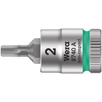 Wera 1/4 in Drive Bit Socket, Hex Bit, 2.5mm, 95 mm Overall Length