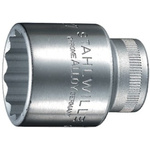 STAHLWILLE 1/2 in Drive 24mm Standard Socket, 12 point, 42 mm Overall Length