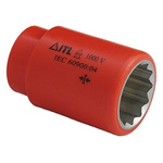ITL Insulated Tools Ltd 1/2 in Drive 22mm Insulated Standard Socket, 12 point, VDE/1000V, 50 mm Overall Length