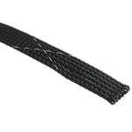 HellermannTyton Expandable Braided PET Black Cable Sleeve, 12mm Diameter, 100m Length