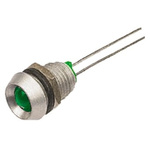 Bulgin Green Panel Mount Indicator, 2.2V dc, 8mm Mounting Hole Size, Lead Wires Termination