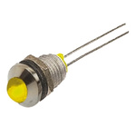 Bulgin Yellow Panel Mount Indicator, 2.1V dc, 8mm Mounting Hole Size, Lead Wires Termination