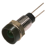 Bulgin Green Panel Mount Indicator, 2.1V, 6.1mm Mounting Hole Size, Lead Wires Termination