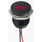 APEM Red Panel Mount Indicator, 12V dc, 16mm Mounting Hole Size, Lead Wires Termination, IP67