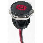 APEM Red Panel Mount Indicator, 12V dc, 16mm Mounting Hole Size, Lead Wires Termination, IP67