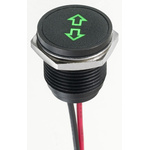 APEM Green Panel Mount Indicator, 12V dc, 16mm Mounting Hole Size, Lead Wires Termination, IP67