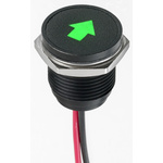 APEM Green Panel Mount Indicator, 12V dc, 16mm Mounting Hole Size, Lead Wires Termination, IP67