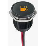 APEM Orange Panel Mount Indicator, 12V dc, 16mm Mounting Hole Size, Lead Wires Termination, IP67