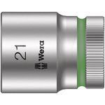 Wera 1/2 in Drive 21mm Standard Socket, 6 point, 37 mm Overall Length