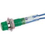 CAMDENBOSS Green Neon Panel Mount Indicator, 125V, 6.4mm Mounting Hole Size, Lead Wires Termination