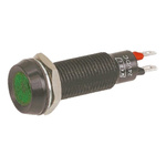 Marl Green Panel Mount Indicator, 24 → 28V dc, 8.1mm Mounting Hole Size, Solder Tab Termination
