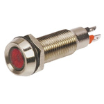 Marl Red Panel Mount Indicator, 12V dc, 8.1mm Mounting Hole Size, Solder Tab Termination, IP67