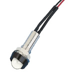 Oxley White Panel Mount Indicator, 110V ac, 8mm Mounting Hole Size, Lead Wires Termination, IP68