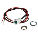 Oxley Green Panel Mount Indicator, 3.6V, 6.4mm Mounting Hole Size, Lead Wires Termination, IP66