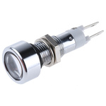 Signal Construct White Panel Mount Indicator, 24V, 8mm Mounting Hole Size, Solder Tab Termination, IP67