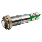 Signal Construct Green Indicator, 12V, 8mm Mounting Hole Size, Solder Tab Termination