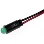 Dialight Green Panel Mount Indicator, 12V dc, 6.4mm Mounting Hole Size, Lead Wires Termination