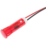 Apem Red Panel Mount Indicator, 220V ac, 8mm Mounting Hole Size, Lead Wires Termination