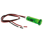 Apem Green Panel Mount Indicator, 220V ac, 8mm Mounting Hole Size, Lead Wires Termination