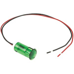 Apem Green Panel Mount Indicator, 220V ac, 12mm Mounting Hole Size, Lead Wires Termination