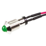 Marl Green Panel Mount Indicator, 2.8V, 8mm Mounting Hole Size, Lead Wires Termination