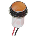Dialight Yellow Panel Mount Indicator, 24V dc, 17.5mm Mounting Hole Size, Lead Wires Termination