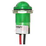 Dialight Green Panel Mount Indicator, 5V dc, 17.5mm Mounting Hole Size, Lead Wires Termination, IP67