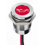 APEM Red Panel Mount Indicator, 12V dc, 14mm Mounting Hole Size, Lead Wires Termination, IP67