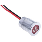 APEM Red Panel Mount Indicator, 12V dc, 14mm Mounting Hole Size, Lead Wires Termination, IP67