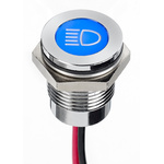 Apem Blue Panel Mount Indicator, 12V dc, 14mm Mounting Hole Size, Lead Wires Termination, IP67