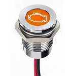 APEM Orange Panel Mount Indicator, 12V dc, 14mm Mounting Hole Size, Lead Wires Termination, IP67