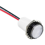 VCC White Panel Mount Indicator, 5 → 28V dc, 17.5mm Mounting Hole Size, Lead Wires Termination, IP67