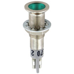 Sloan Green Indicator, 2.1V dc, 6.4mm Mounting Hole Size, Solder Tab Termination