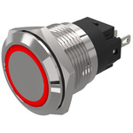 EAO 82 Series Red Indicator, 12V ac/dc, 19mm Mounting Hole Size, Solder Tab Termination, IP65, IP67