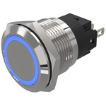 EAO 82 Series Blue Indicator, 12V ac/dc, 19mm Mounting Hole Size, Solder Tab Termination, IP65, IP67