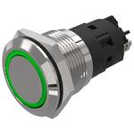 EAO 82 Series Green Indicator, 12V ac/dc, 19mm Mounting Hole Size, Solder Tab Termination, IP65, IP67