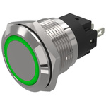EAO 82 Series Green Indicator, 12V ac/dc, 19mm Mounting Hole Size, Solder Tab Termination, IP65, IP67