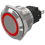 EAO 82 Series Red Indicator, 12V ac/dc, 22mm Mounting Hole Size, Solder Tab Termination, IP65, IP67
