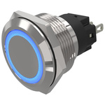 EAO 82 Series Blue Indicator, 12V ac/dc, 22mm Mounting Hole Size, Solder Tab Termination, IP65, IP67